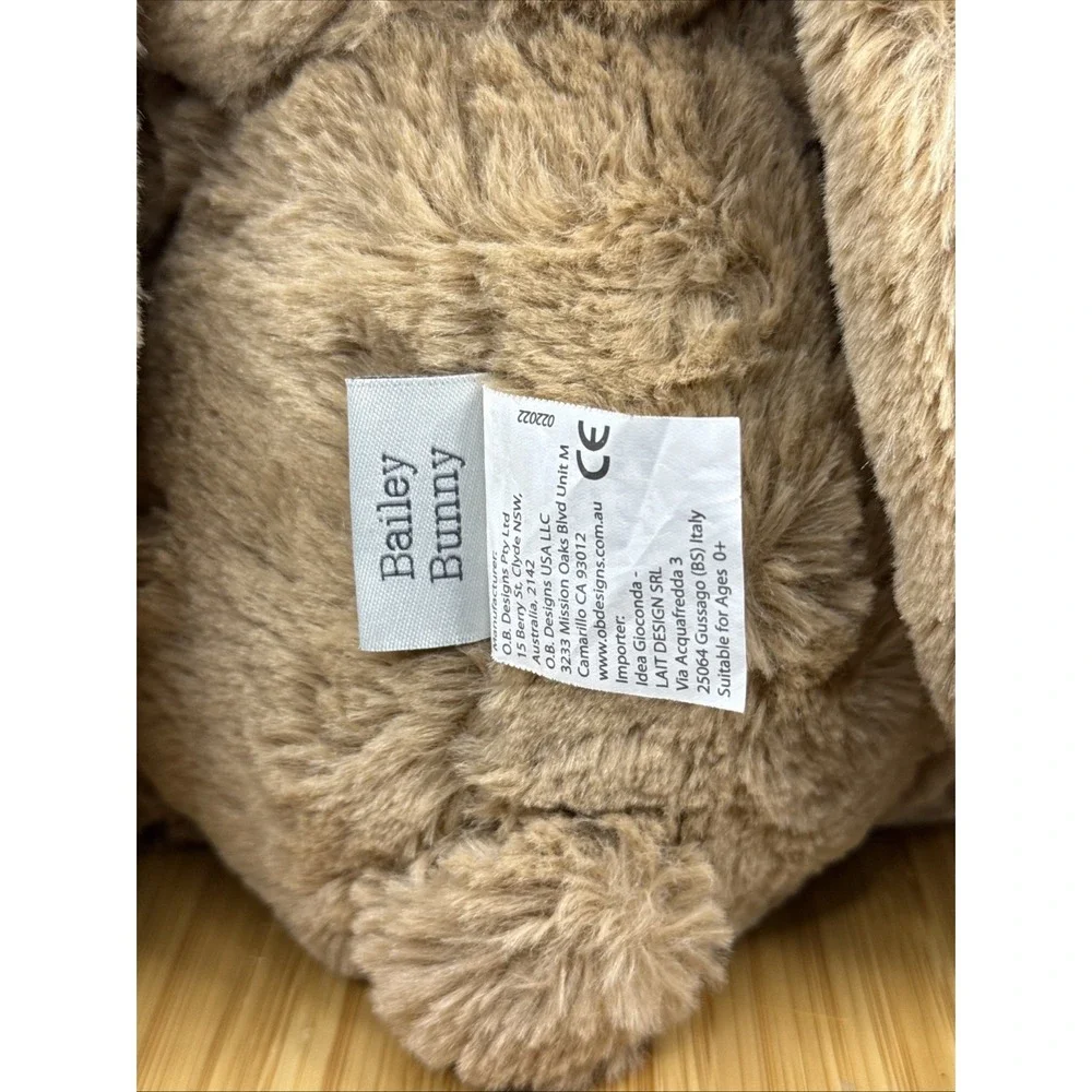 O.B. Designs Bailey Bunny Rose Rabbit Plush‎ Handmade Soft Quality Toy Bean